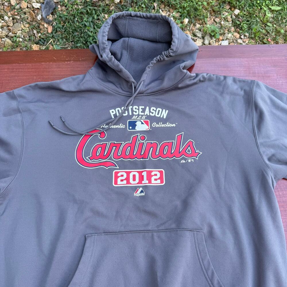 Majestic Hoodie MLB Cardinals Postseason 2012 Vintage Gender XL Gray Pullover